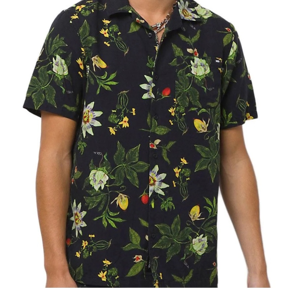 Vans Men’s XL Black and Green Casual Button Down Shirt NWT